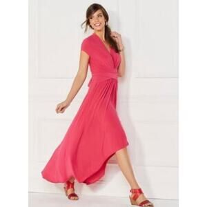 Iman Global Chic Hi Low Knockout Maxi Dress Wrap Tie Pink Magenta Sz 2X Party